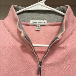 Peter Millar Soft Pink and Gray Quarter-Zip